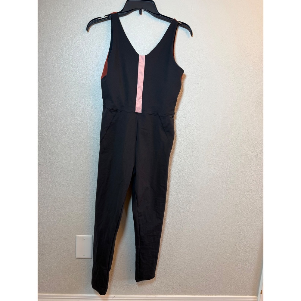 Solo New York Activewear Jumpsuit Black Rust Pink Colorblock Sleeveless Medium